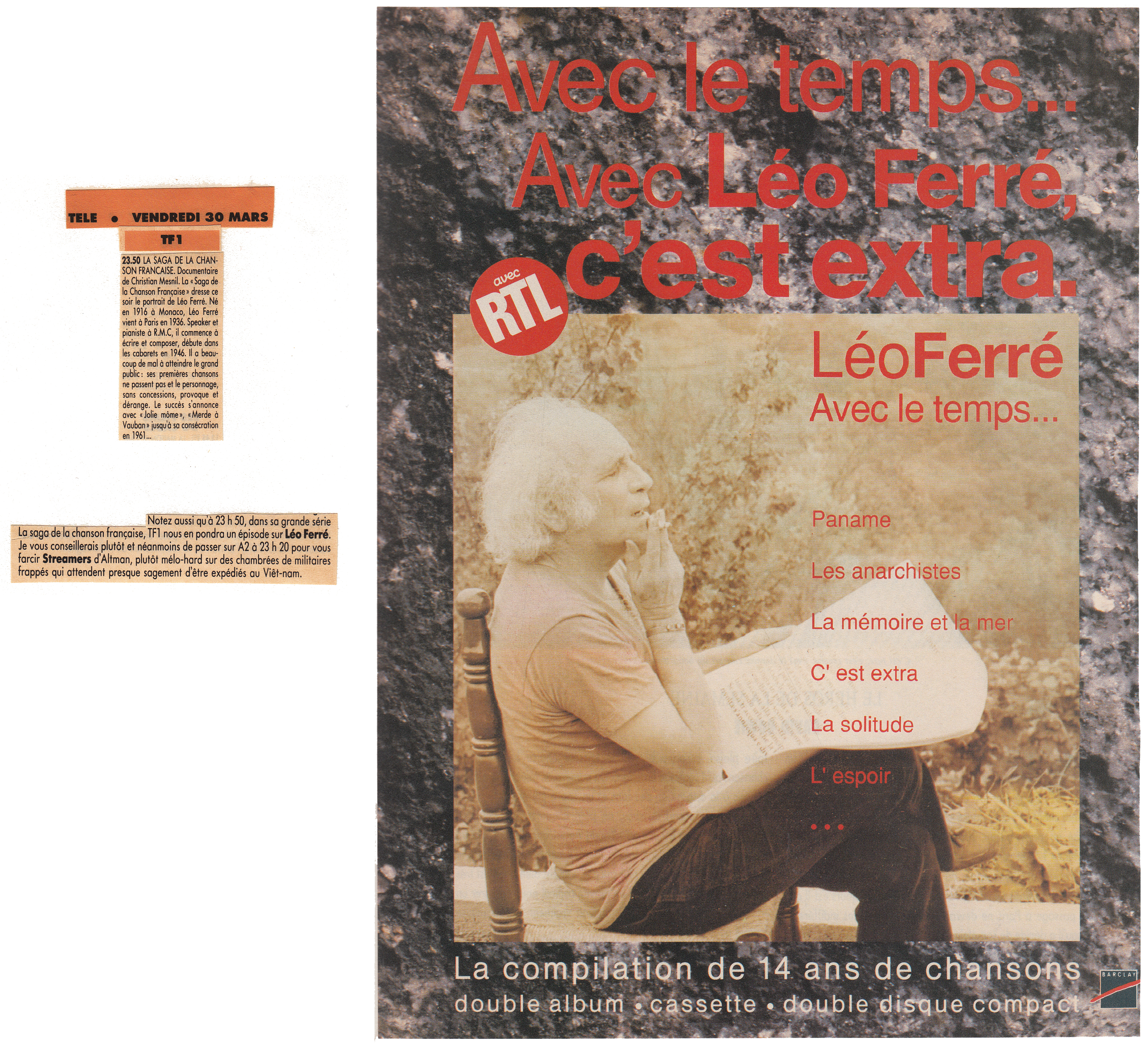 Léo Ferré - 7 à Paris  du 28/03 & 03/04/1990