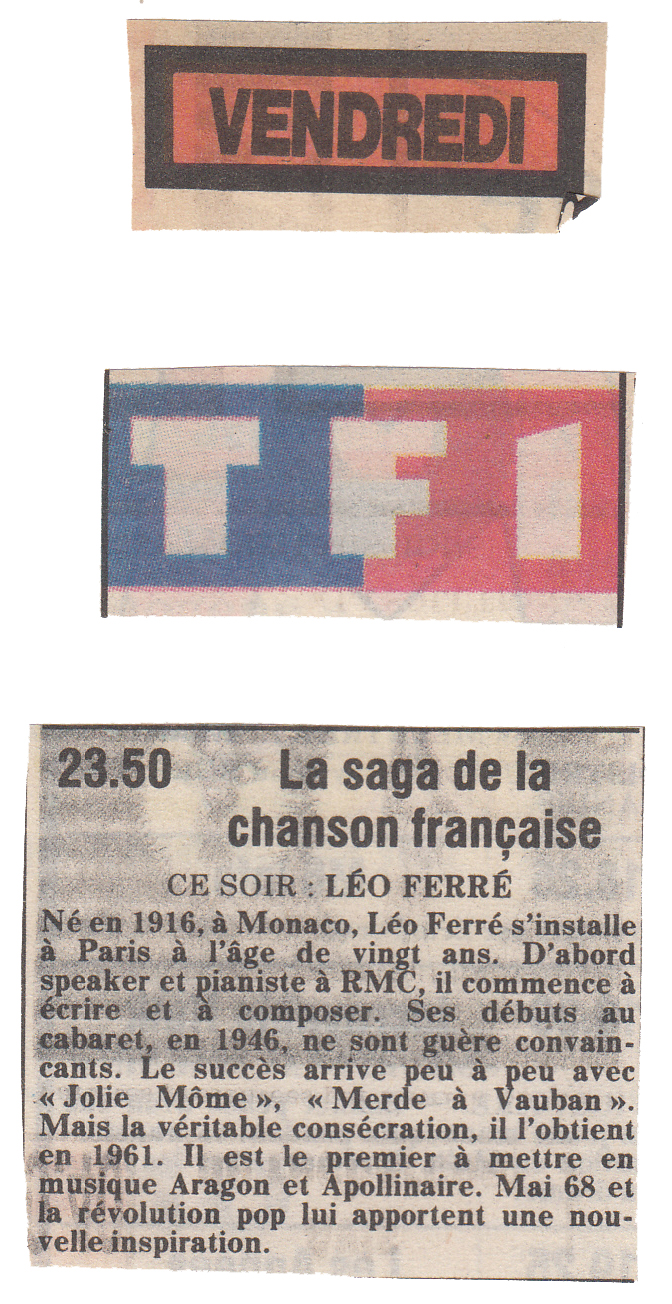 Léo Ferré - France-Soir du 30/03/1990