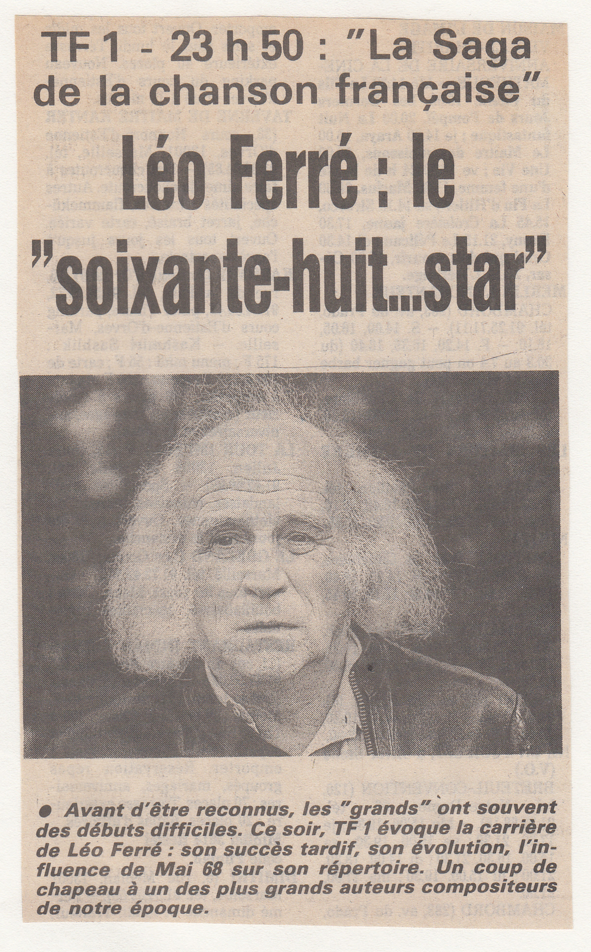 Léo Ferré - Le Soir (de Marseille) du 30/03/1990