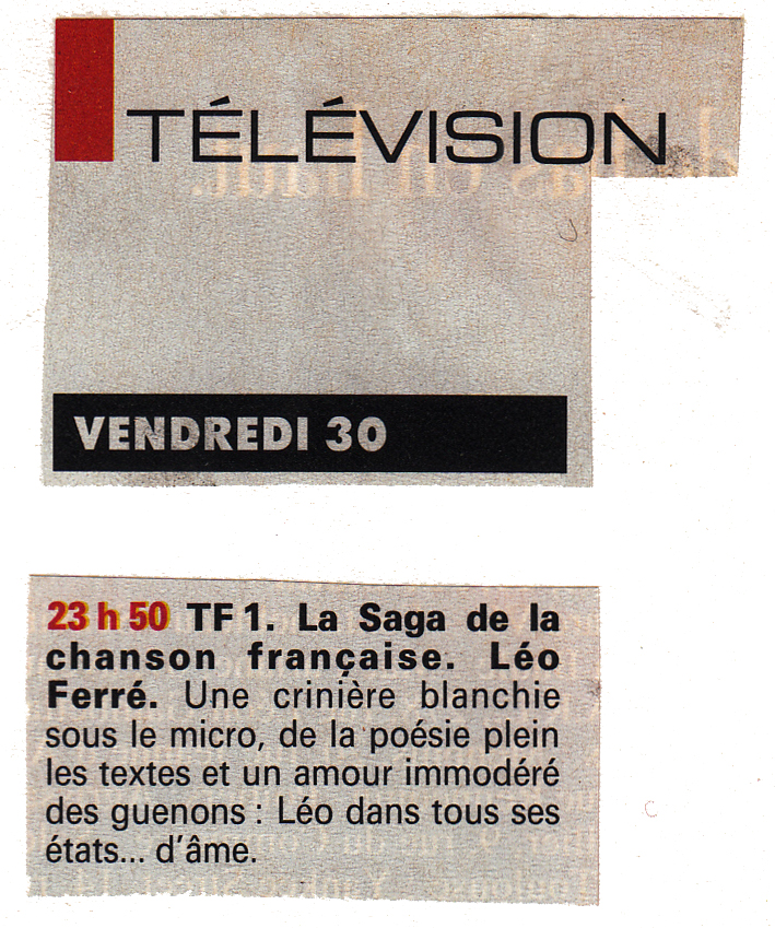 Léo Ferré - L'Express du 30/03 & 05/04/1990