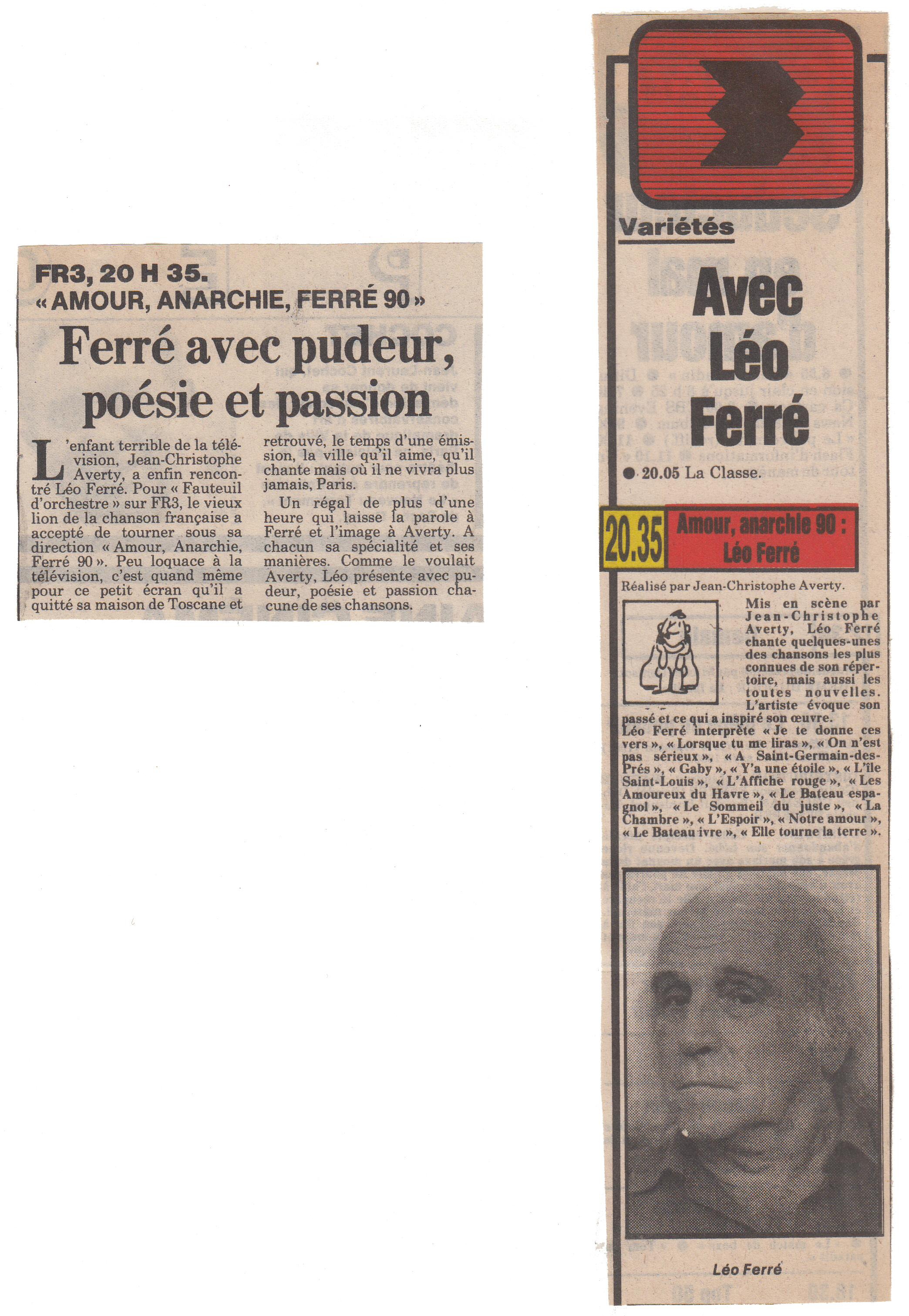 Léo Ferré - France-Soir du 11/04/1990