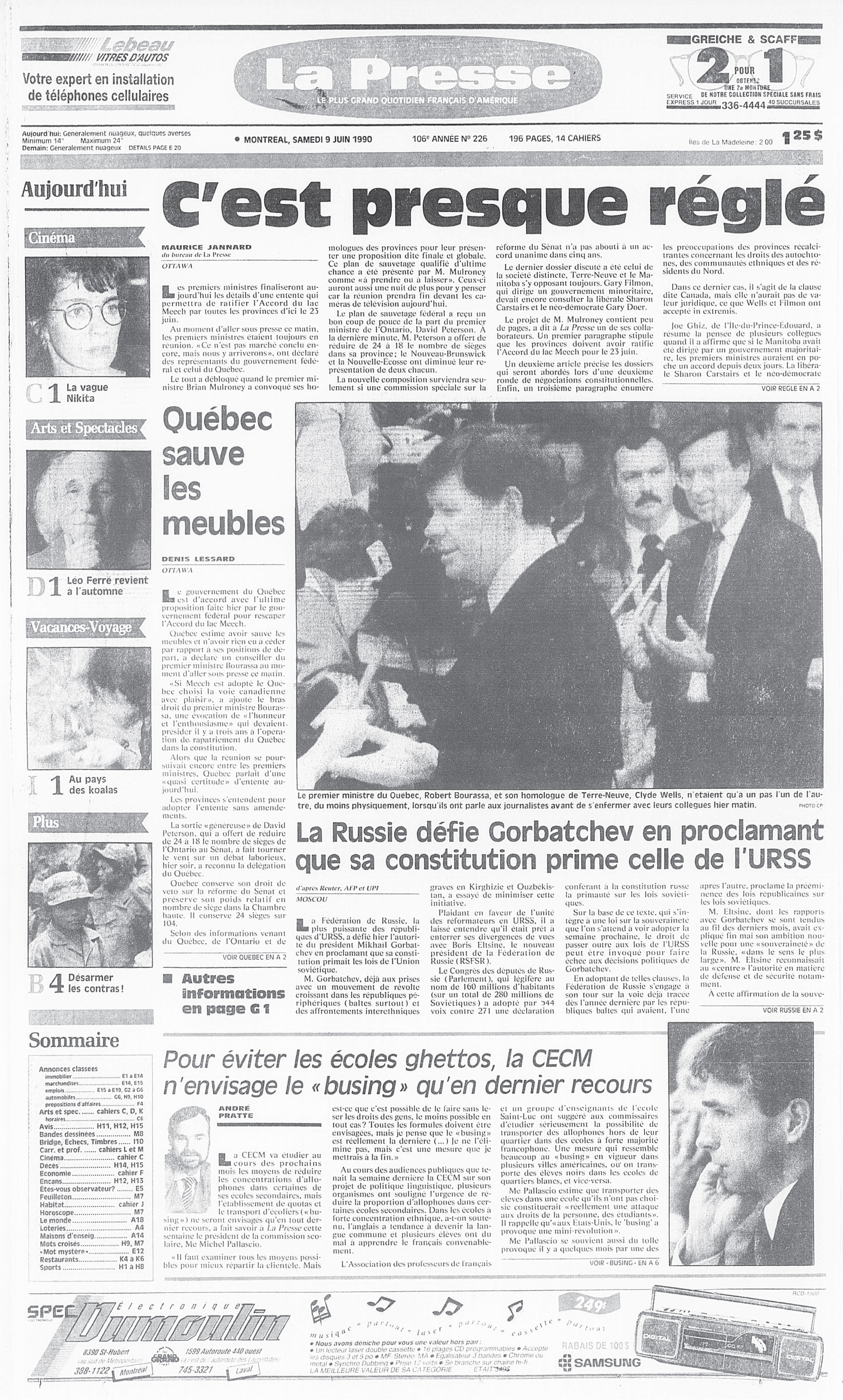 Léo Ferré - La Presse, 9 juin 1990, Cahier A