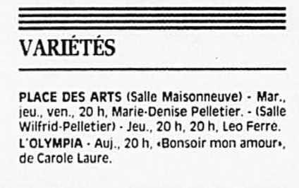 Léo Ferré - La Presse, 29 septembre 1990, D. Arts et spectacles