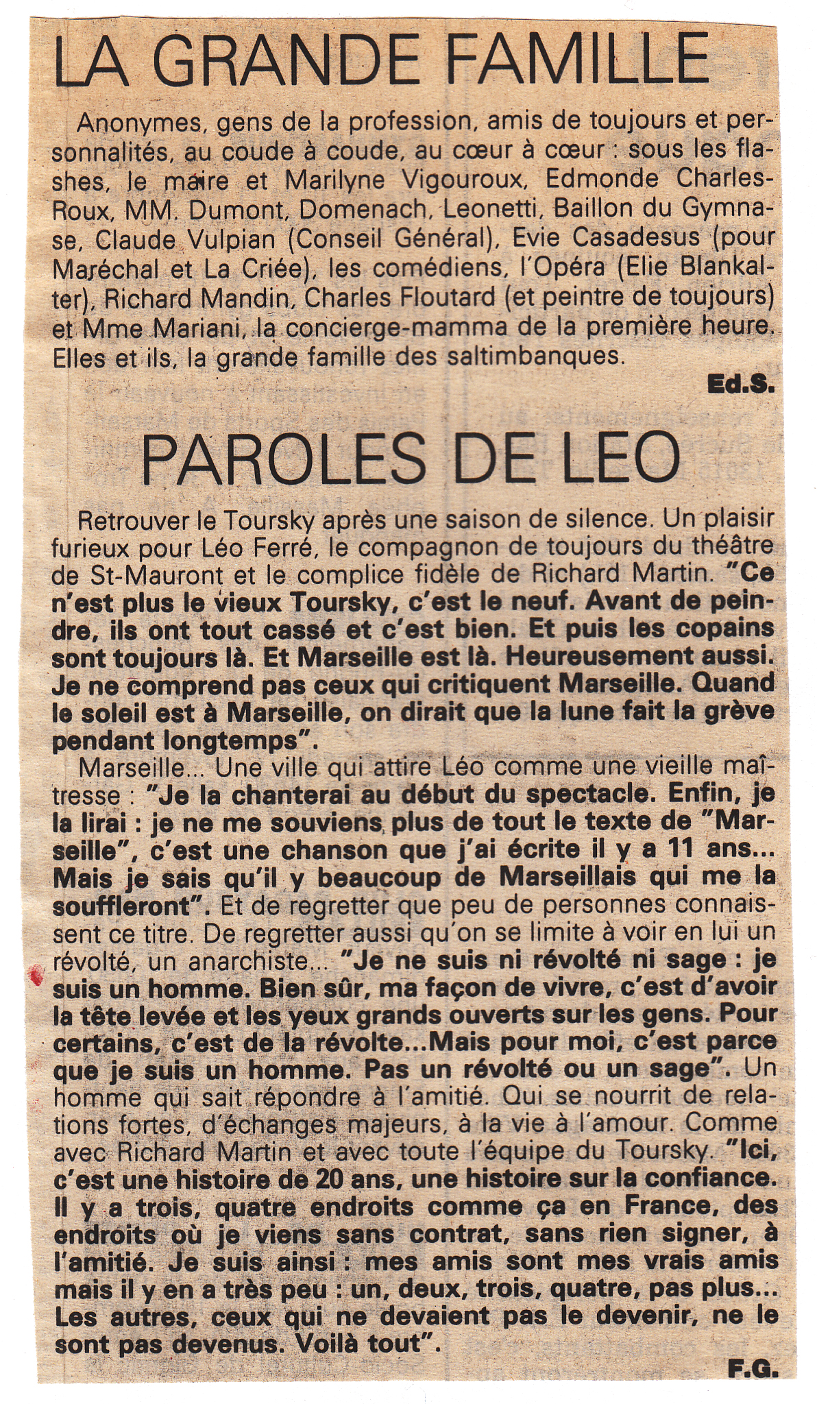 Léo Ferré - Le Provençal du 30/10/1990