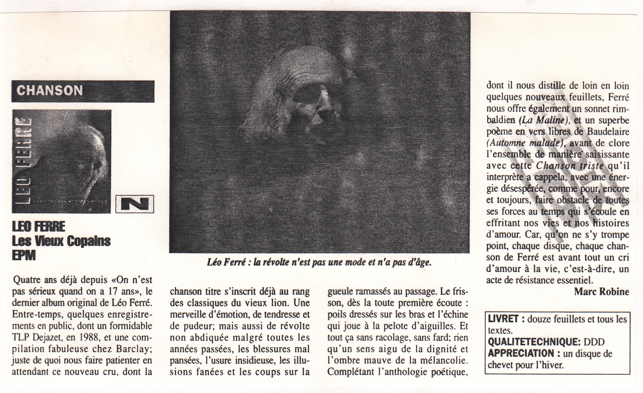 Léo Ferré - CD Mag de novembre 1990
