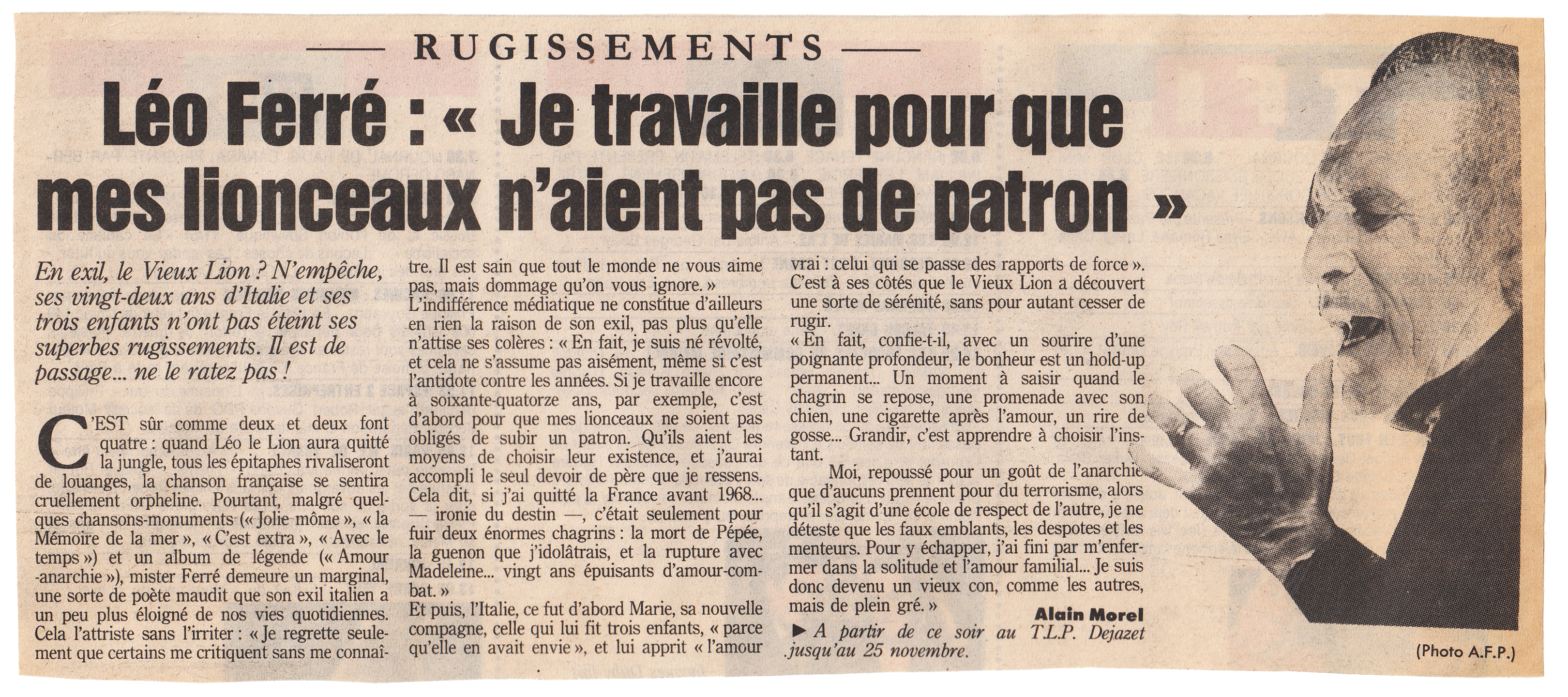 Léo Ferré - Le Parisien du 02/11/1990