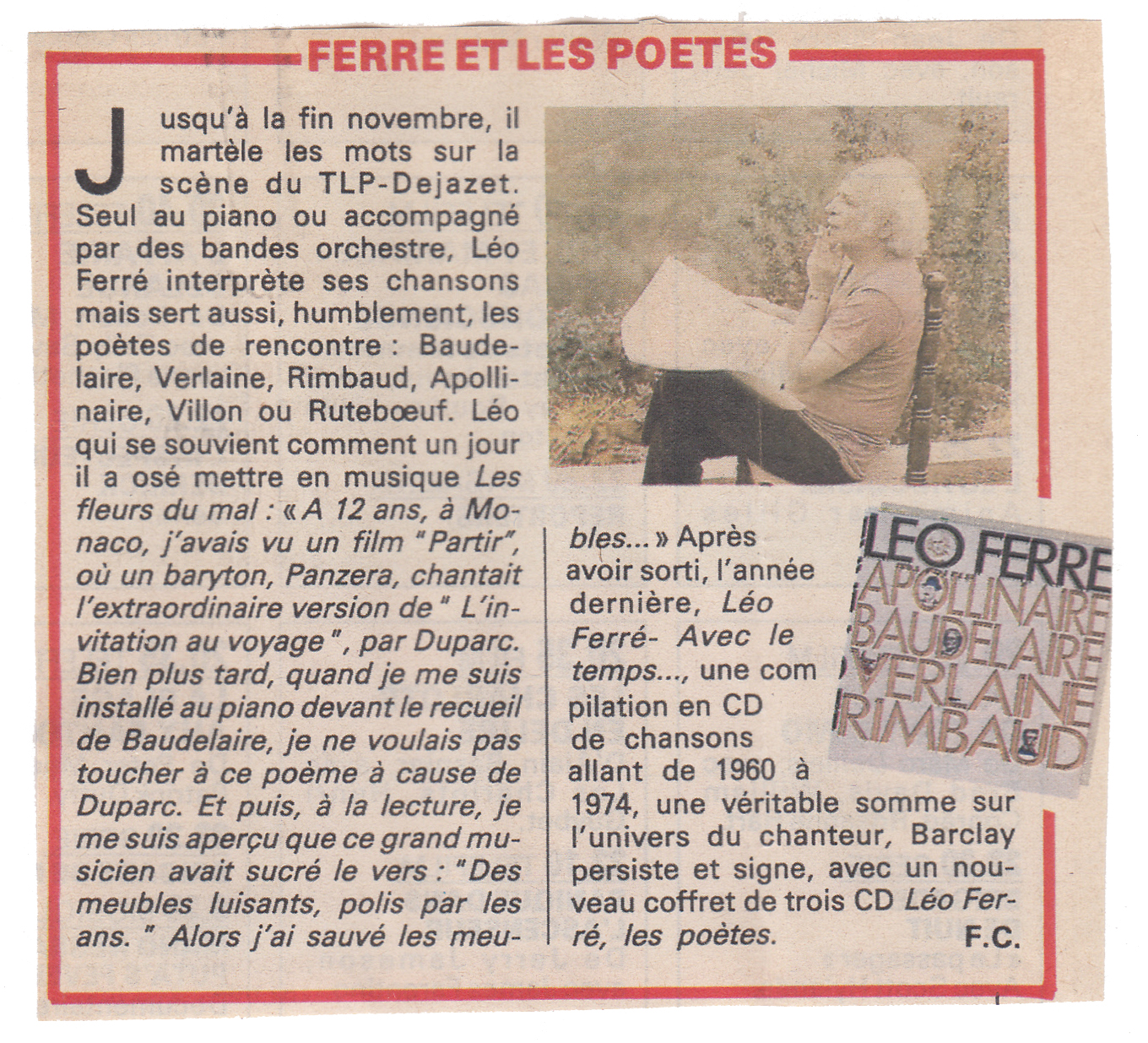 Léo Ferré - TV Sud du 17 au 23/11/1990