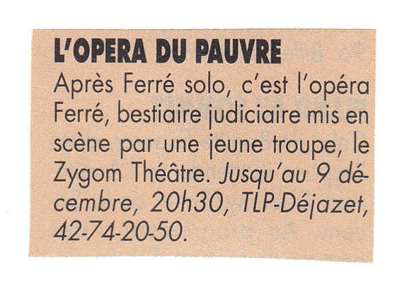 Léo Ferré - Télérama du 28/11/1990