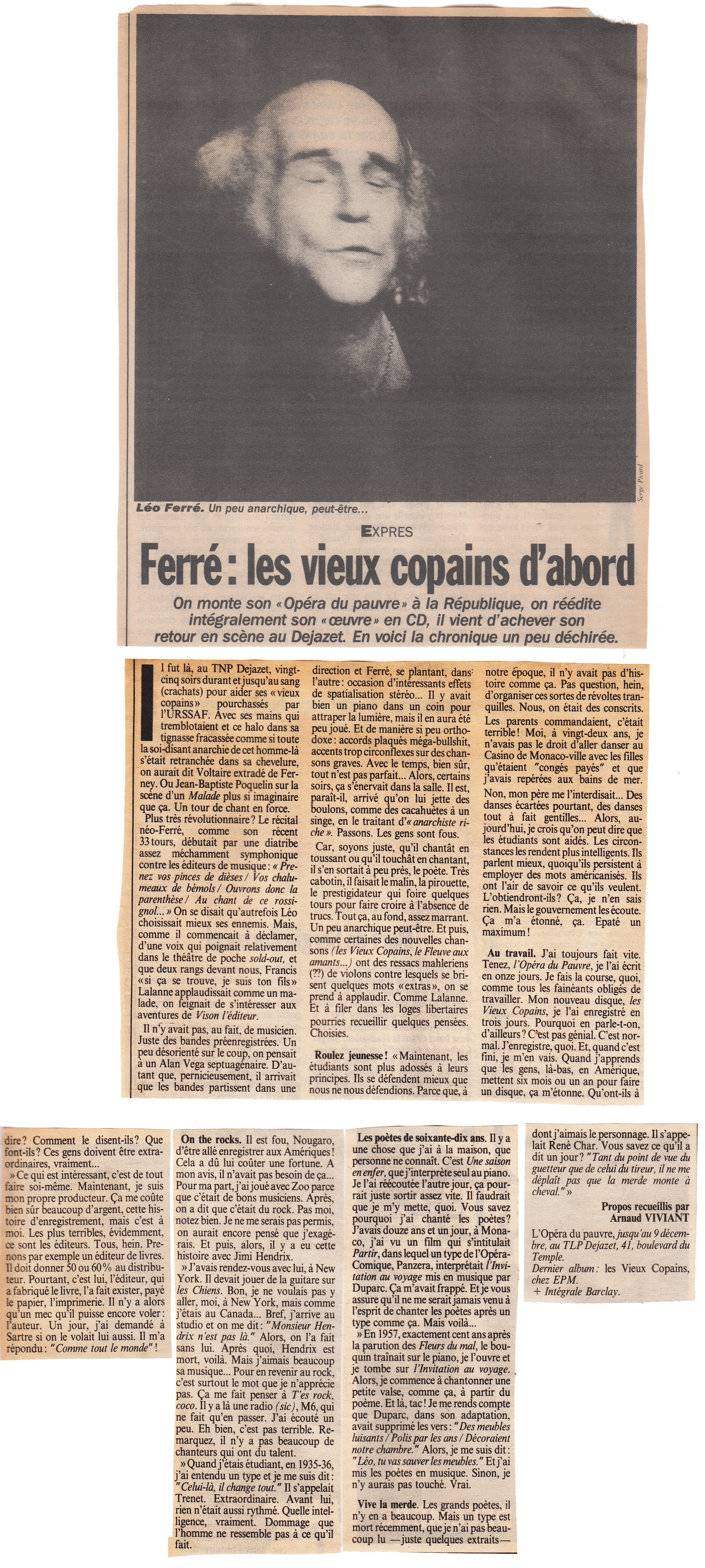 Léo Ferré - Libération du 02/12/1990
