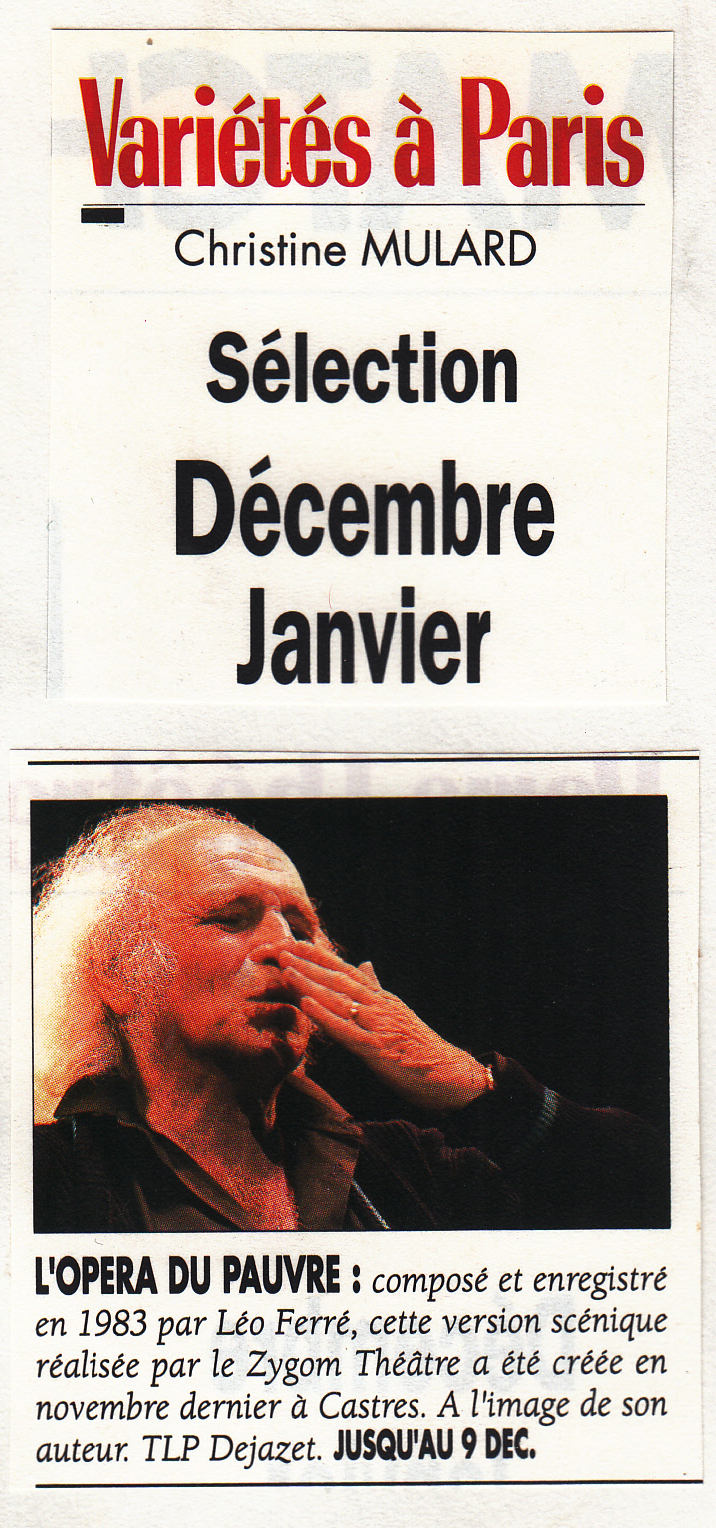 Léo Ferré - Paris Capitale de décembre 1990-janvier 1991
