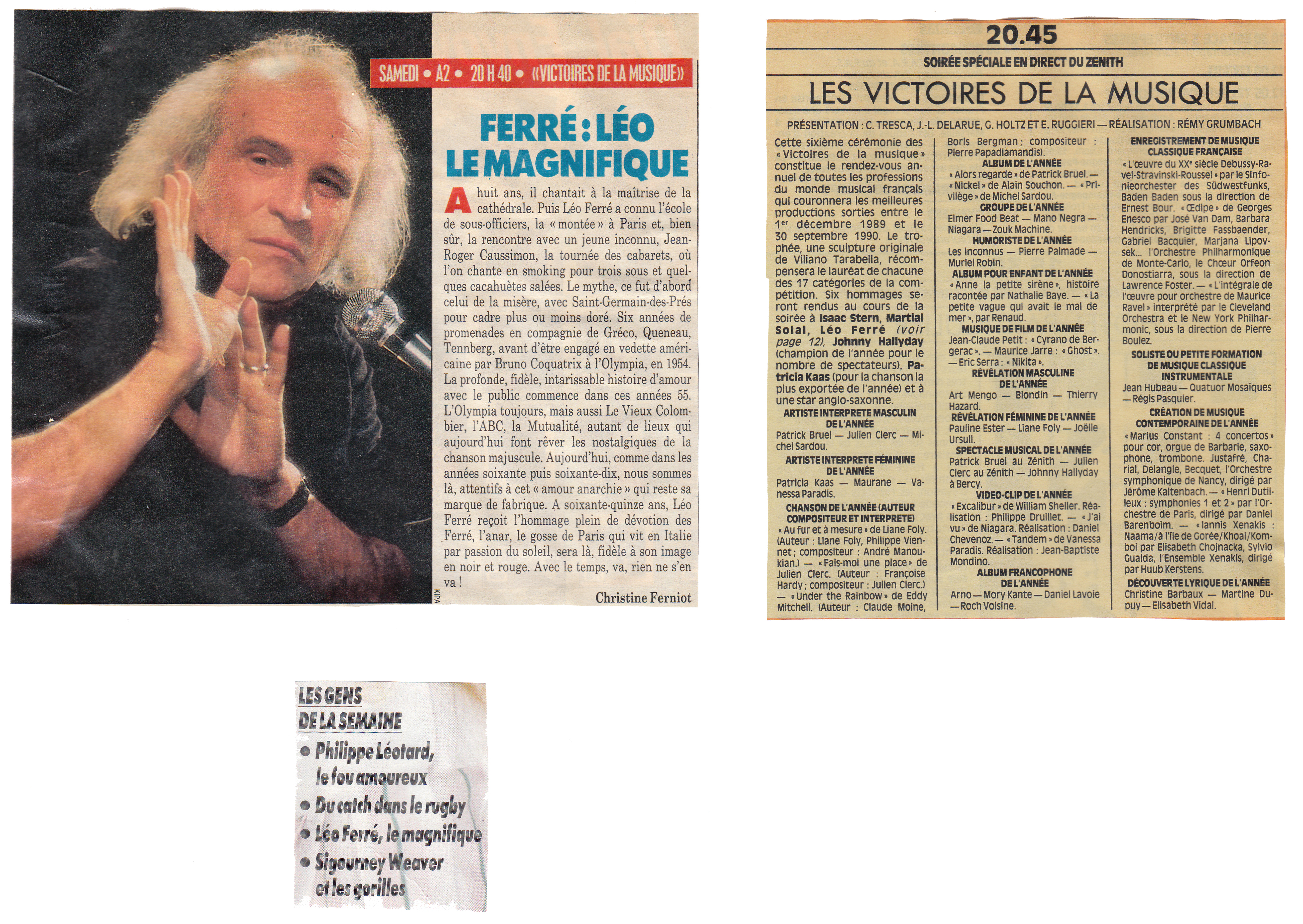 Léo Ferré - France-Soir TV Magazine, du 28/01 au 03/02/1991