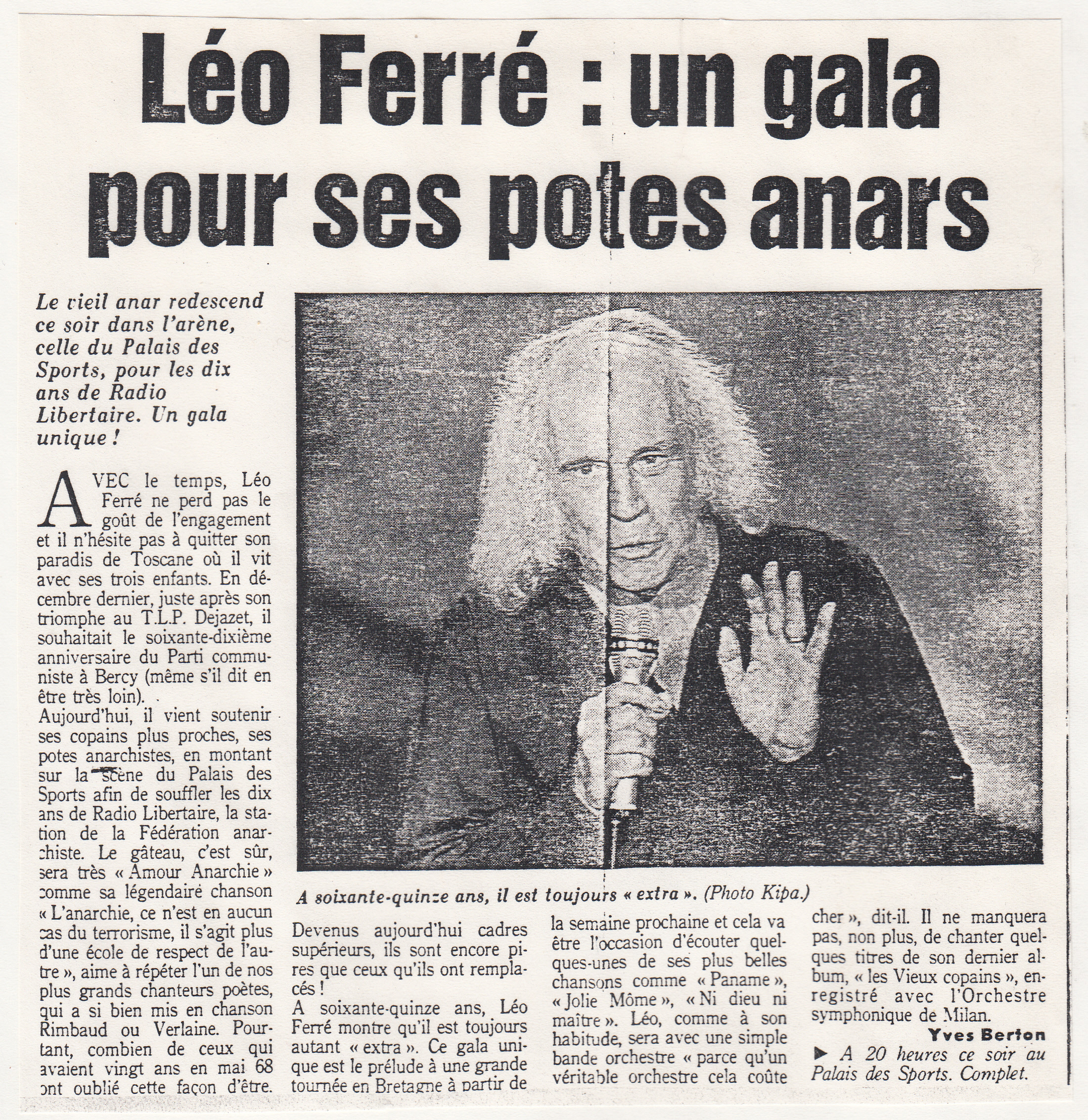 Léo Ferré - Le Parisien du 01 & 02/06/1991