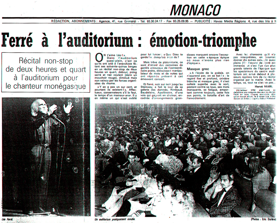 Léo Ferré - Journal De Monaco du 22/10/1991
