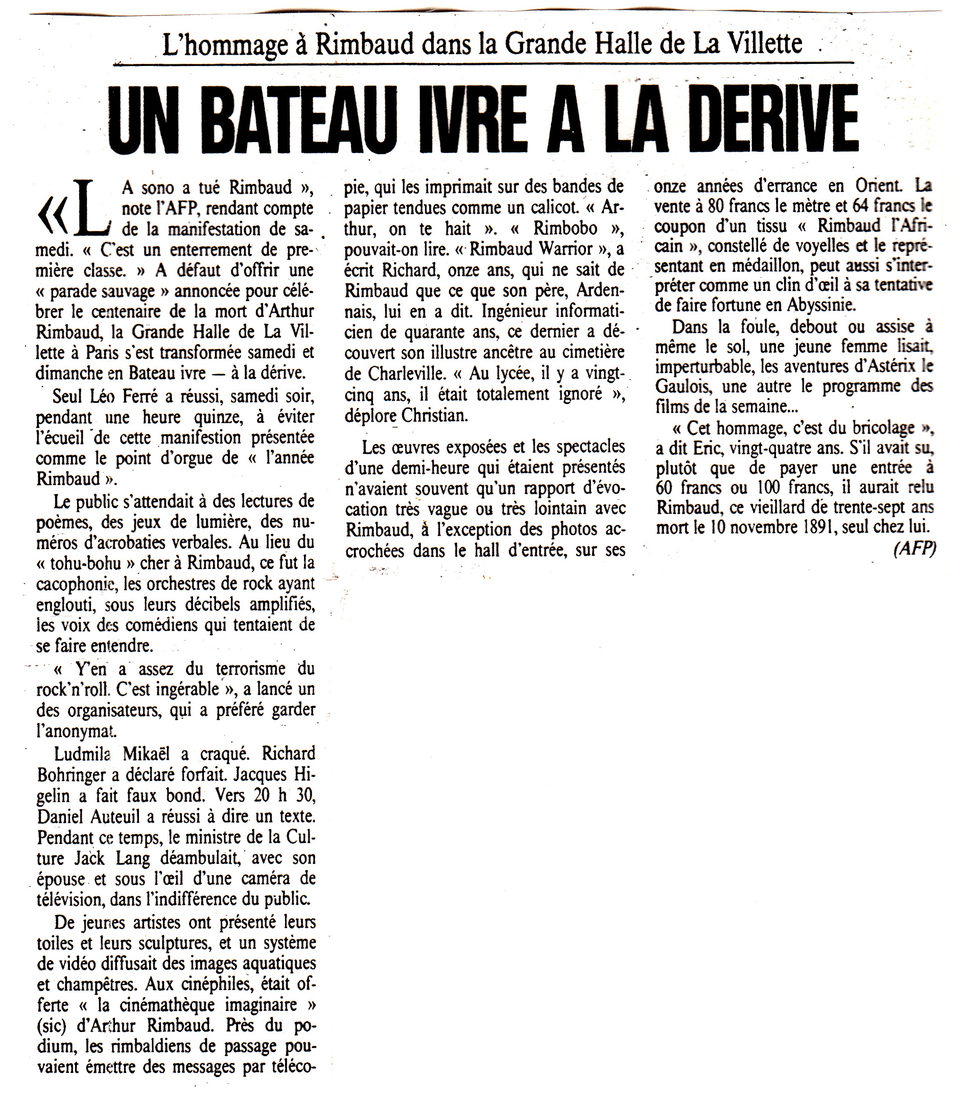 Léo Ferré - L'Humanité du 11/11/1991