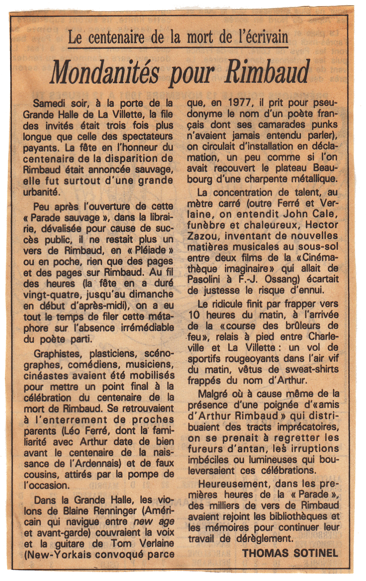 Léo Ferré - Le Monde du 12/11/1991