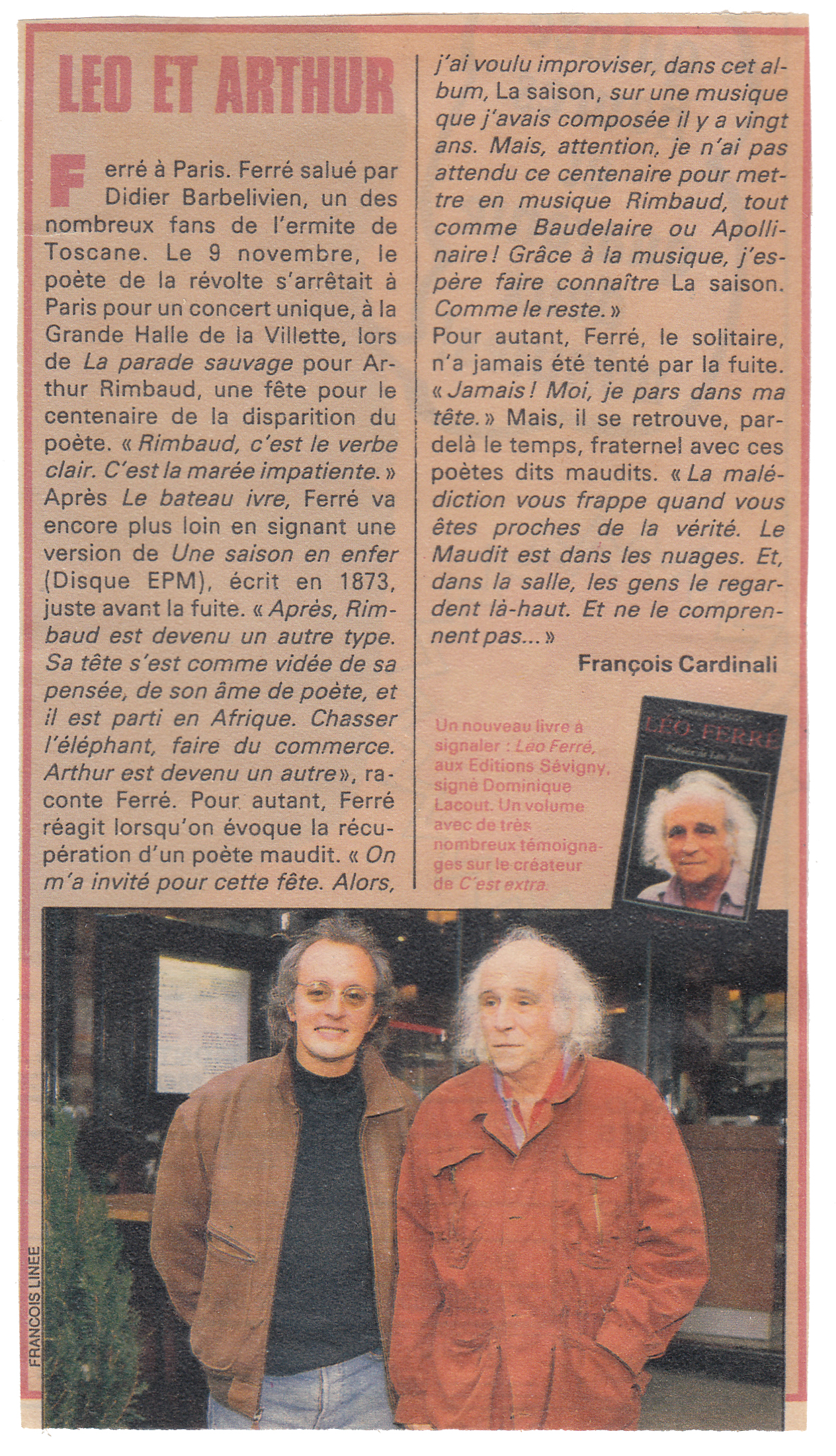 Léo Ferré - TV Sud du 30/11 au 06/12/1991