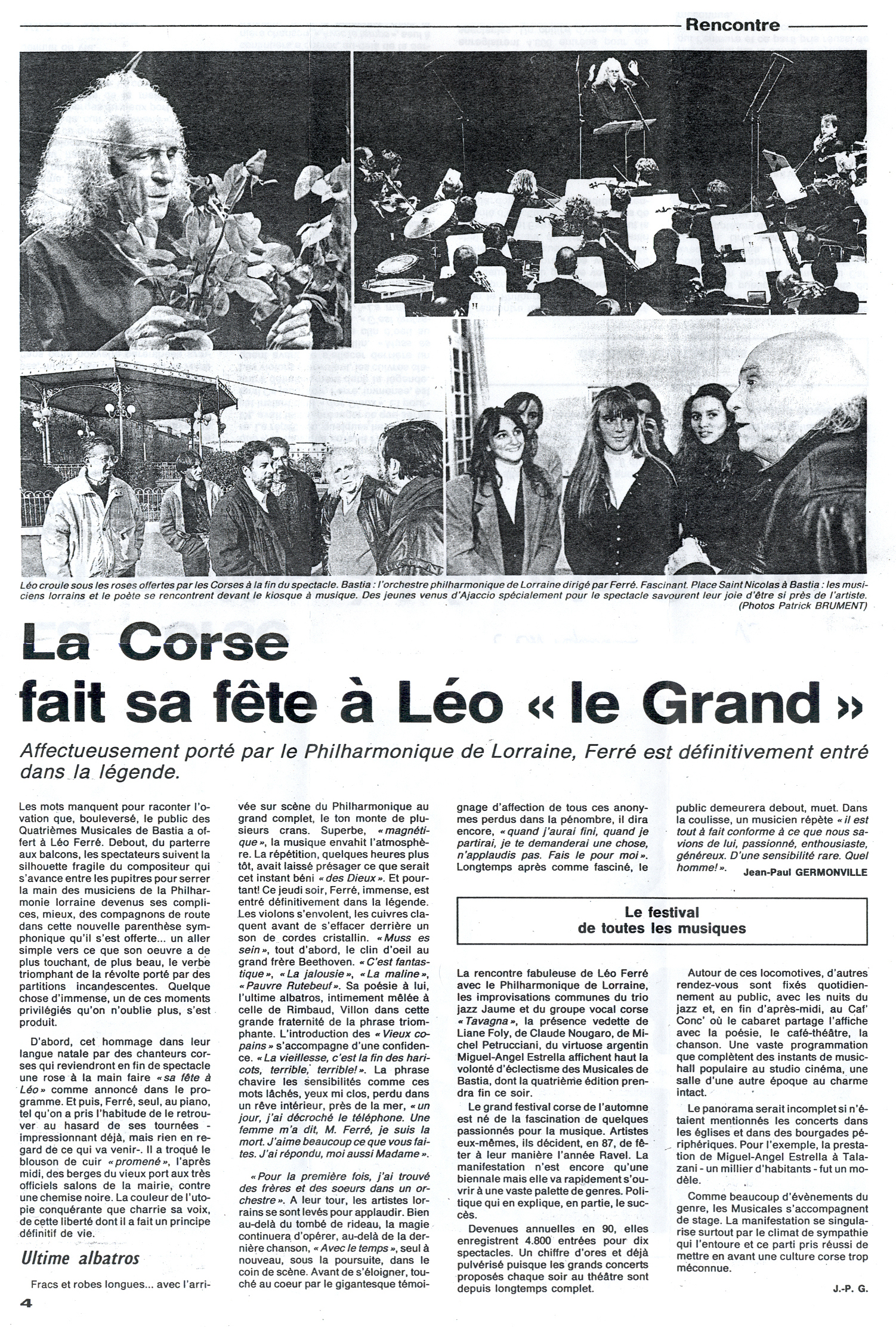 Léo Ferré - L'Est Républicain du 08/12/1991