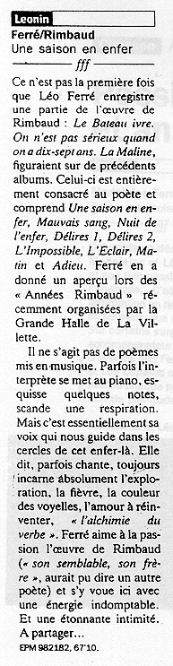 Léo Ferré - Télérama du ??/12/1991