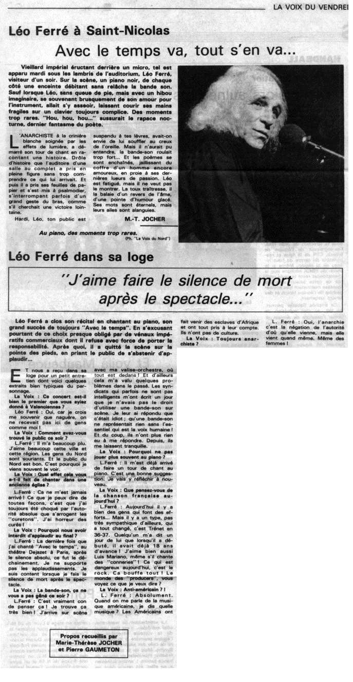 Léo Ferré - La Voix du Nord de 1991 ou 1992 ???