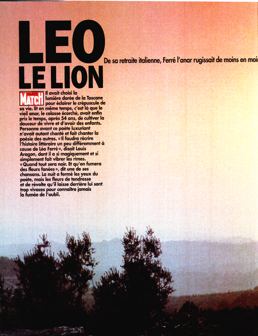 Léo Ferré - Paris Match N°2533 du 29/07/1993