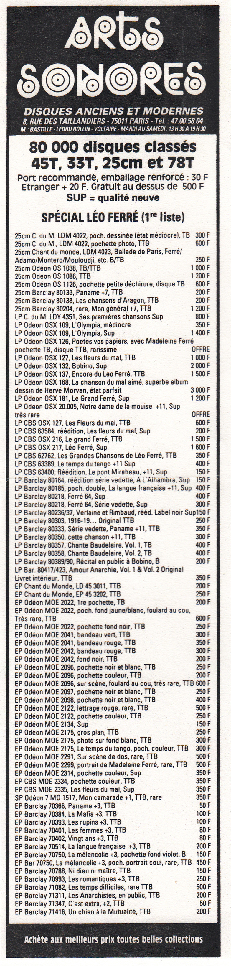 Léo Ferré - Juke-box magazine, avril 1993