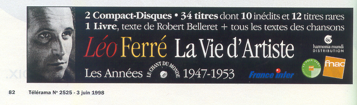 Léo Ferré - Télérama N°2525 du 06 au 12/06/1998