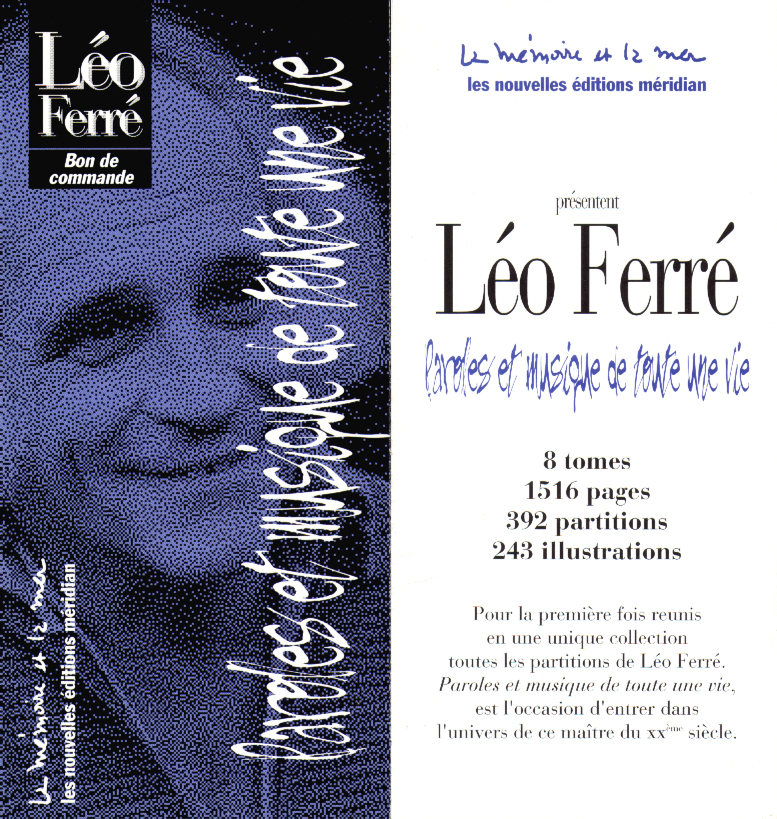 Léo Ferré -  Éditions La mémoire et la mer - Promo  Paroles et musique de toute une vie