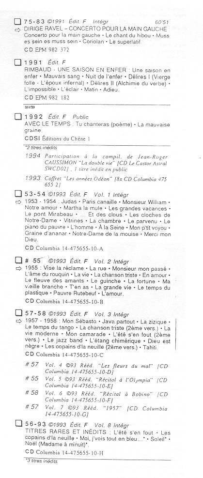 Léo Ferré - Discographie Jean-Claude Coulié Ed.1998