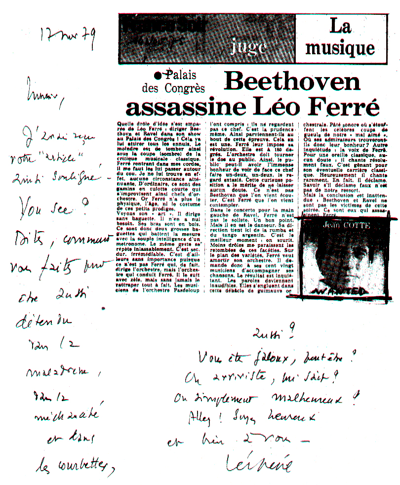 Léo Ferré, France Soir du 14/11/1975