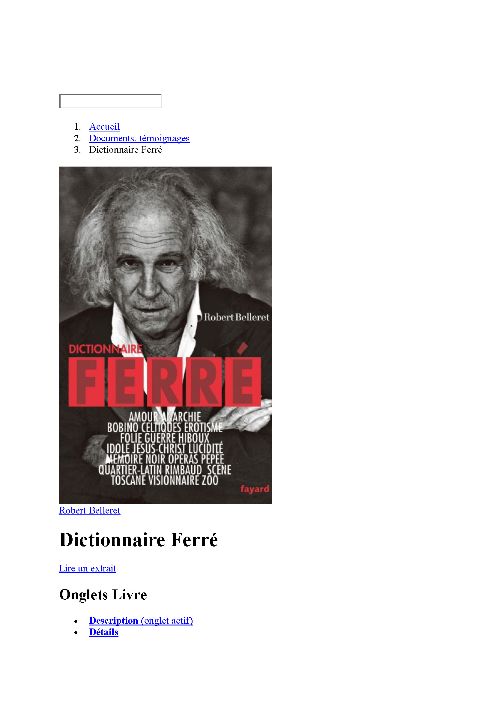20/01/2013 Dictionnaire Ferré par Robert Belleret