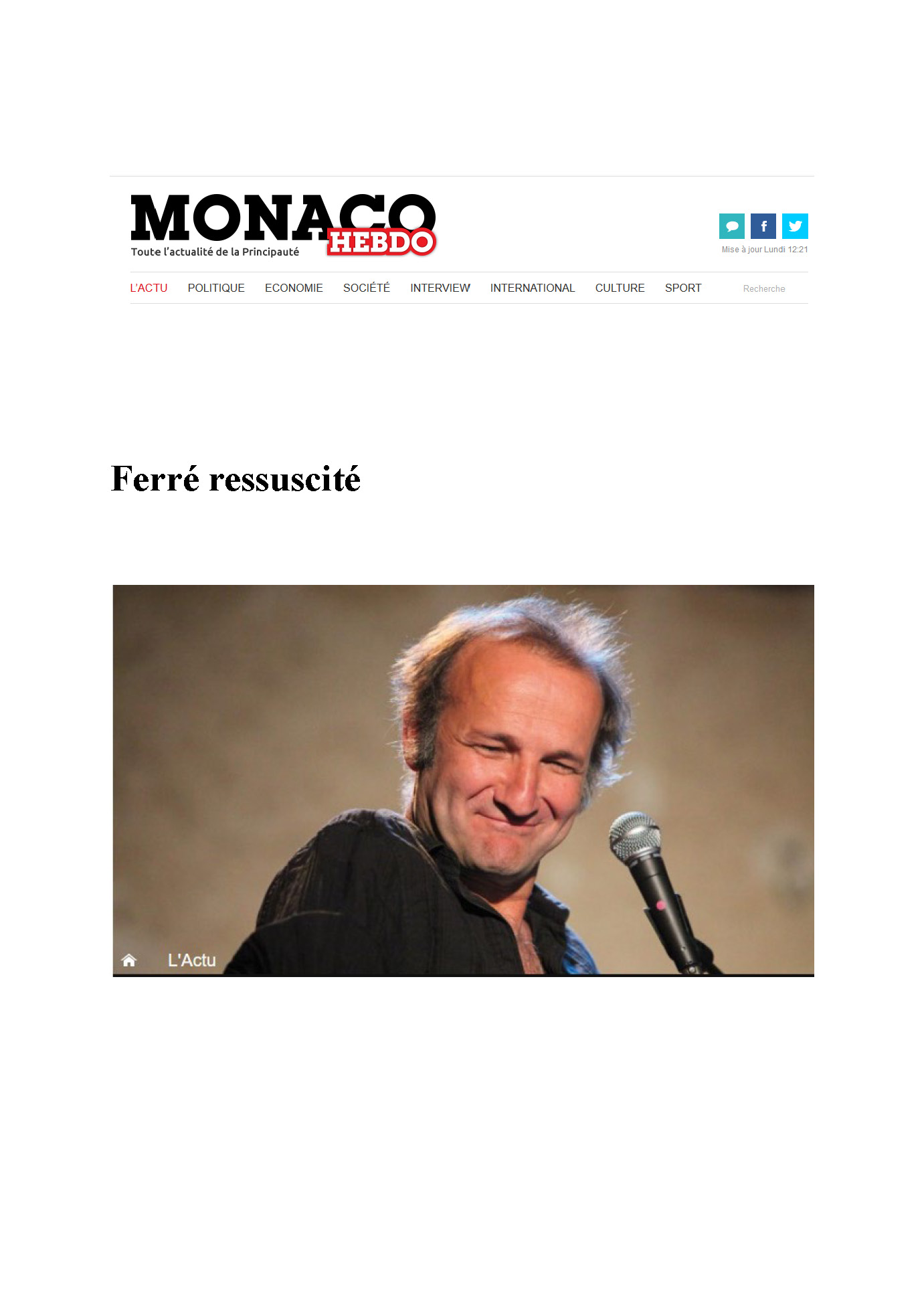  Monaco-hebdo du 29/11/2013 Ferré ressuscité 