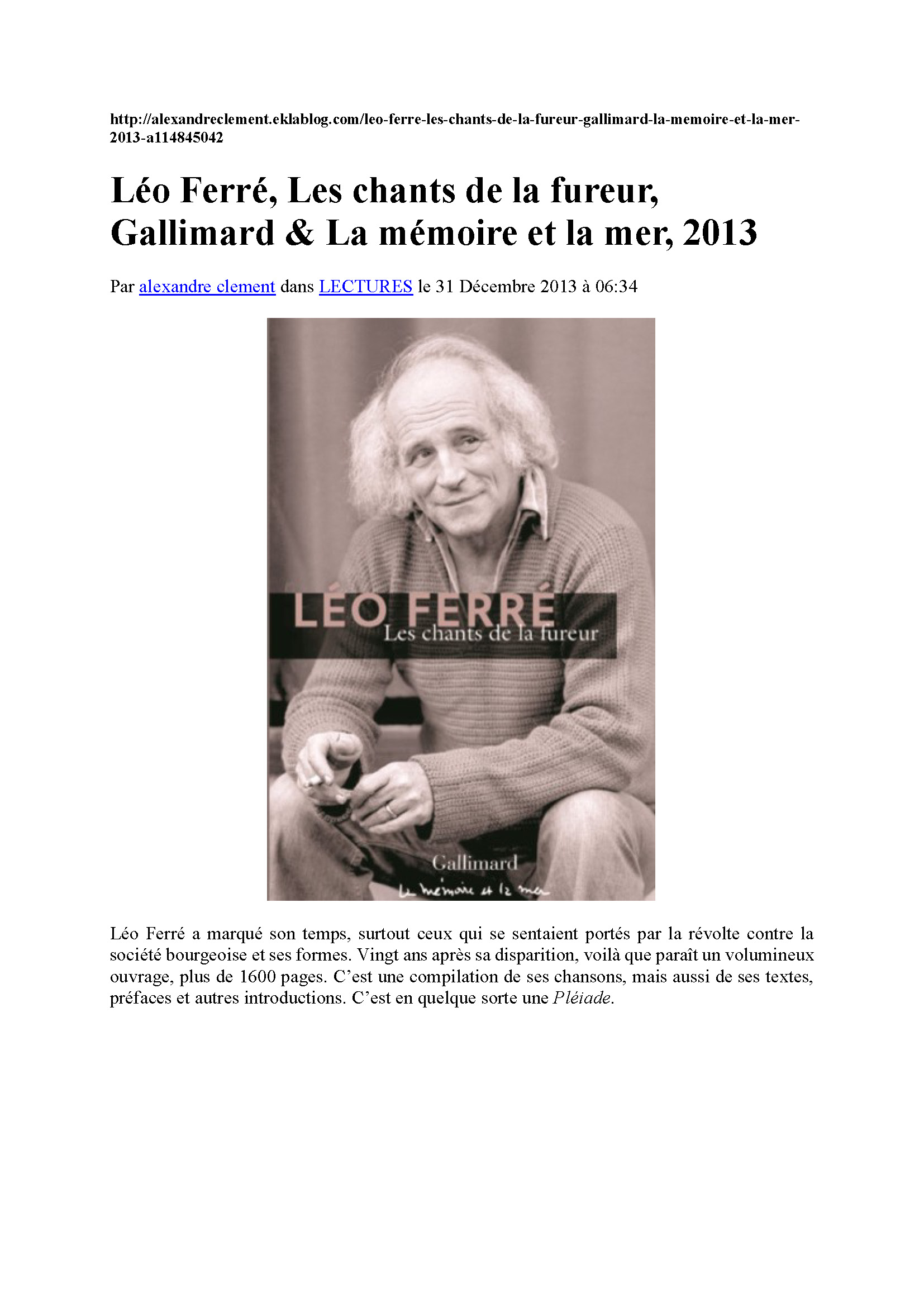 /31/12/2013 Léo Ferré Les chants de la fureur 