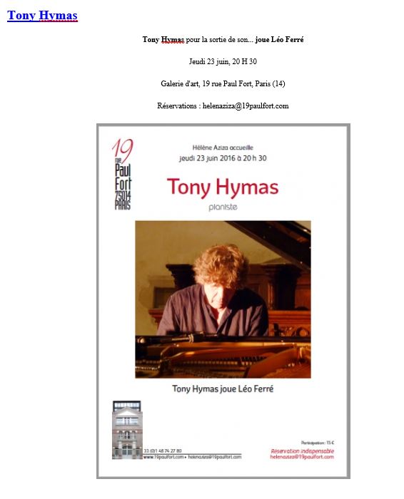 23/06/2016 Tony Hymas joue Léo Ferré