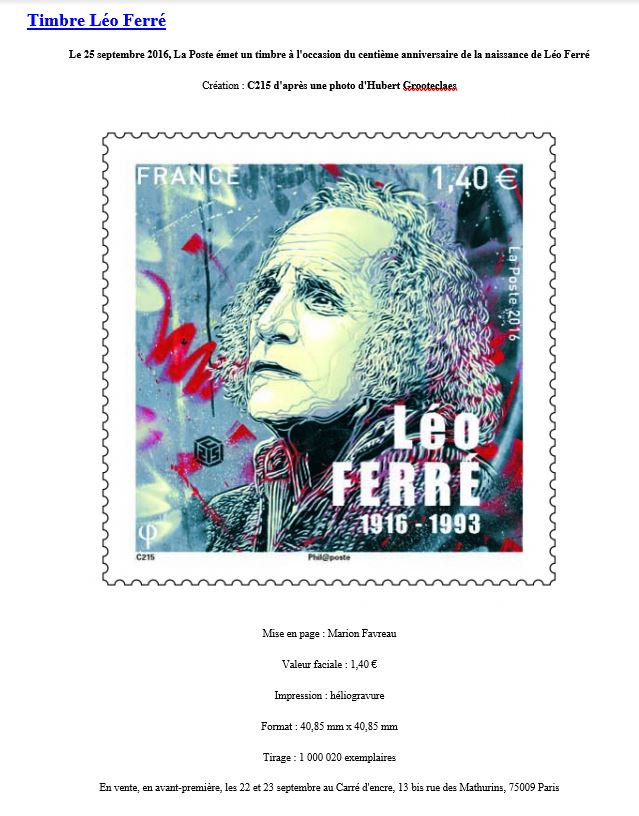 25/09/2016 Timbre Léo Ferré