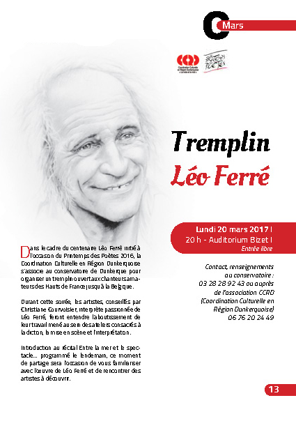 2016/2017 saison CMAD Dunkerque Tremplin Léo Ferré