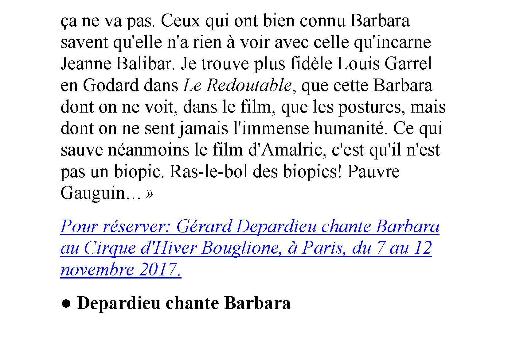 06/10/2017 Le Figaro Gérard Depardieu parle de Léo Ferré