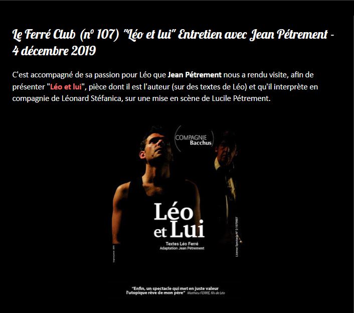  04/12/2019  Le Ferré Club n°107 Léo et lui