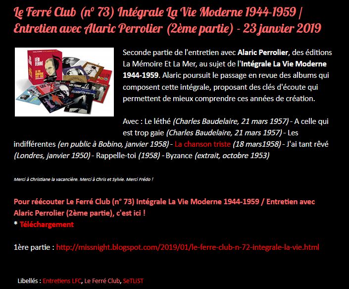  16/01/2019 FERRE-CLUB LA VIE MODERNE Alaric Perrolier