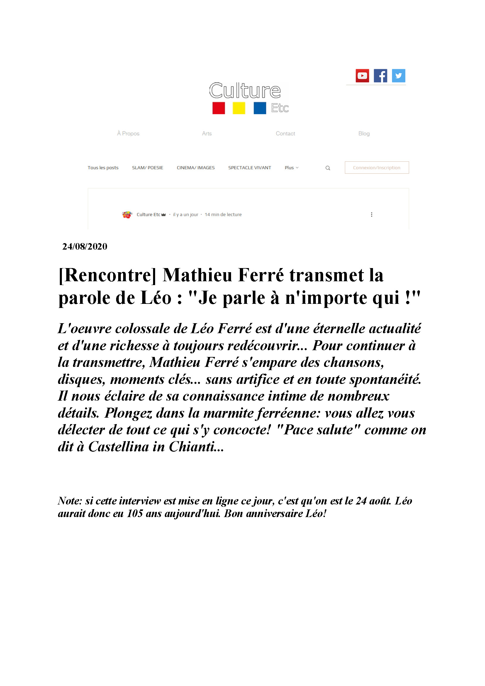 24/08/2020 interview de Mathieu Ferré 