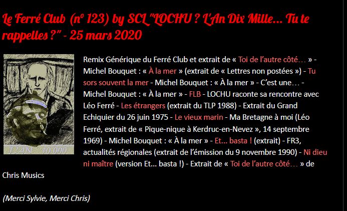  25/03/2020 FERRE-CLUB by SCL LOCHU ? L'An Dix Mille... Tu te rappelles ?