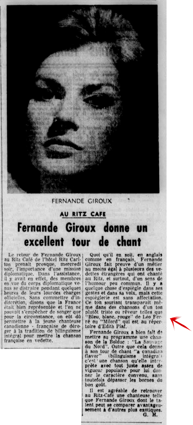 Léo Ferré - Le devoir, 1910- (Montréal), vendredi 1 avril 1960