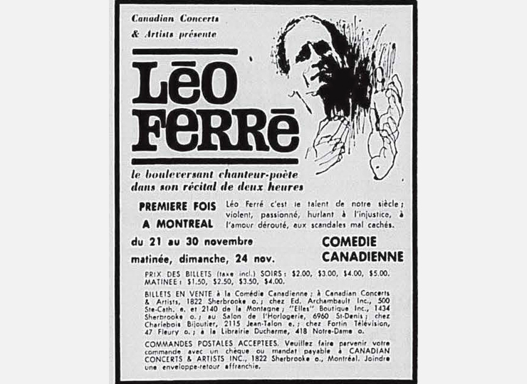 1960, Léo Ferré - Récital à la Comédie canadienne à Montréal