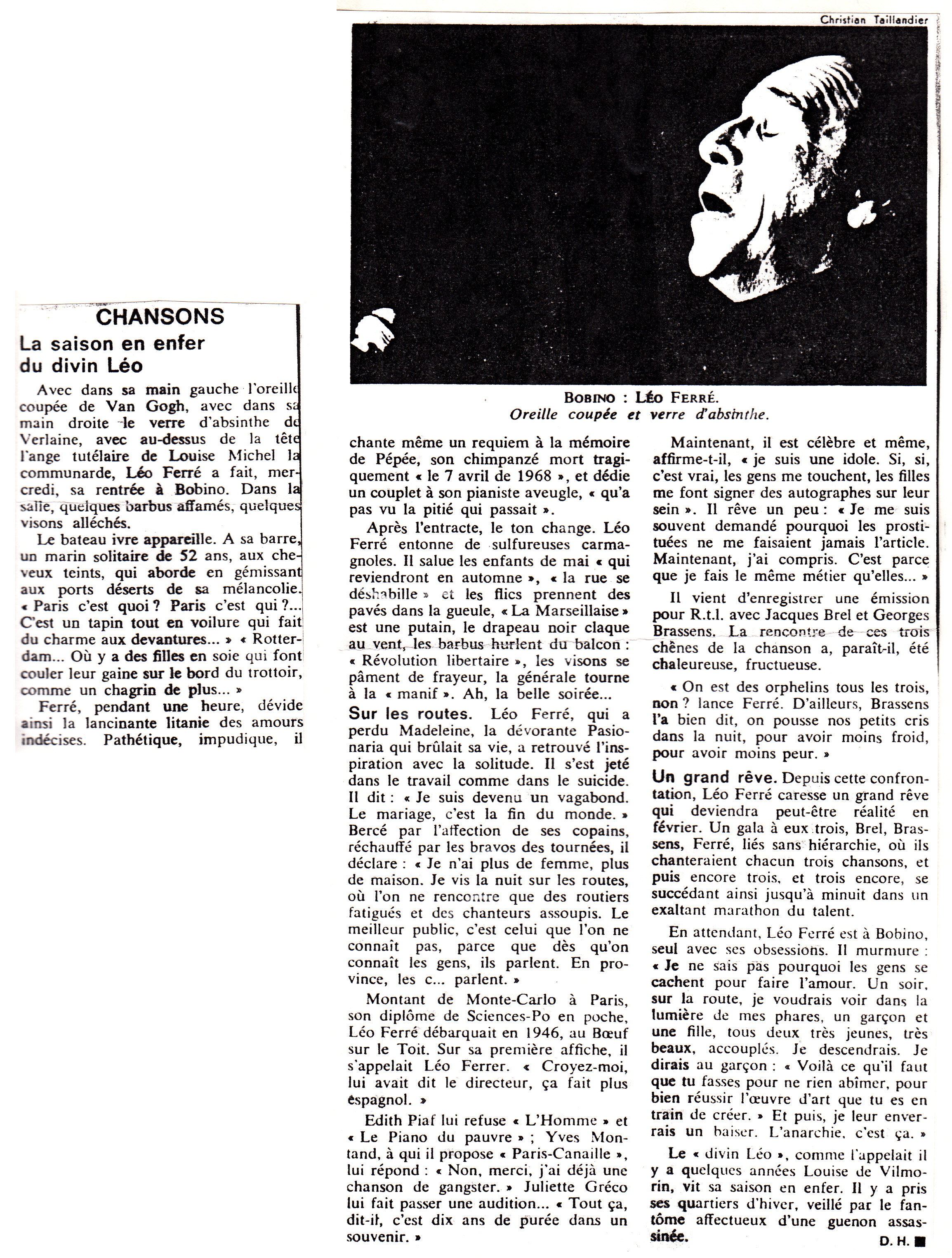 Léo Ferré - L'Express du 13 janvier 1969