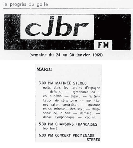 Léo Ferré - Le Progrès du Golfe (Rimouski), 1904-1970, 23 janvier 1969, CJBR - AM - FM - télévision