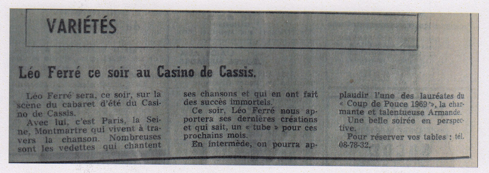 Léo Ferré - Le Provençal du 2 octobre 1969