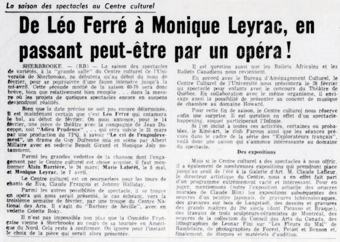 Léo Ferré - La tribune, 1910-, 10 janvier 1970, Cahier 1