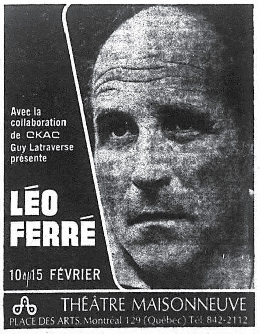 Léo Ferré - La presse, 1884- (Montréal), 5 février 1970, Spec