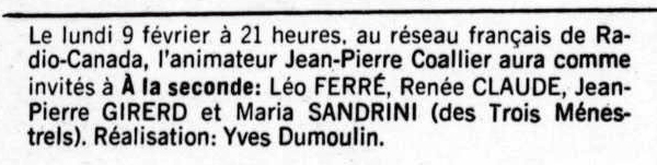 Léo Ferré - Le bulletin de Buckingham, jeudi 5 février 1970