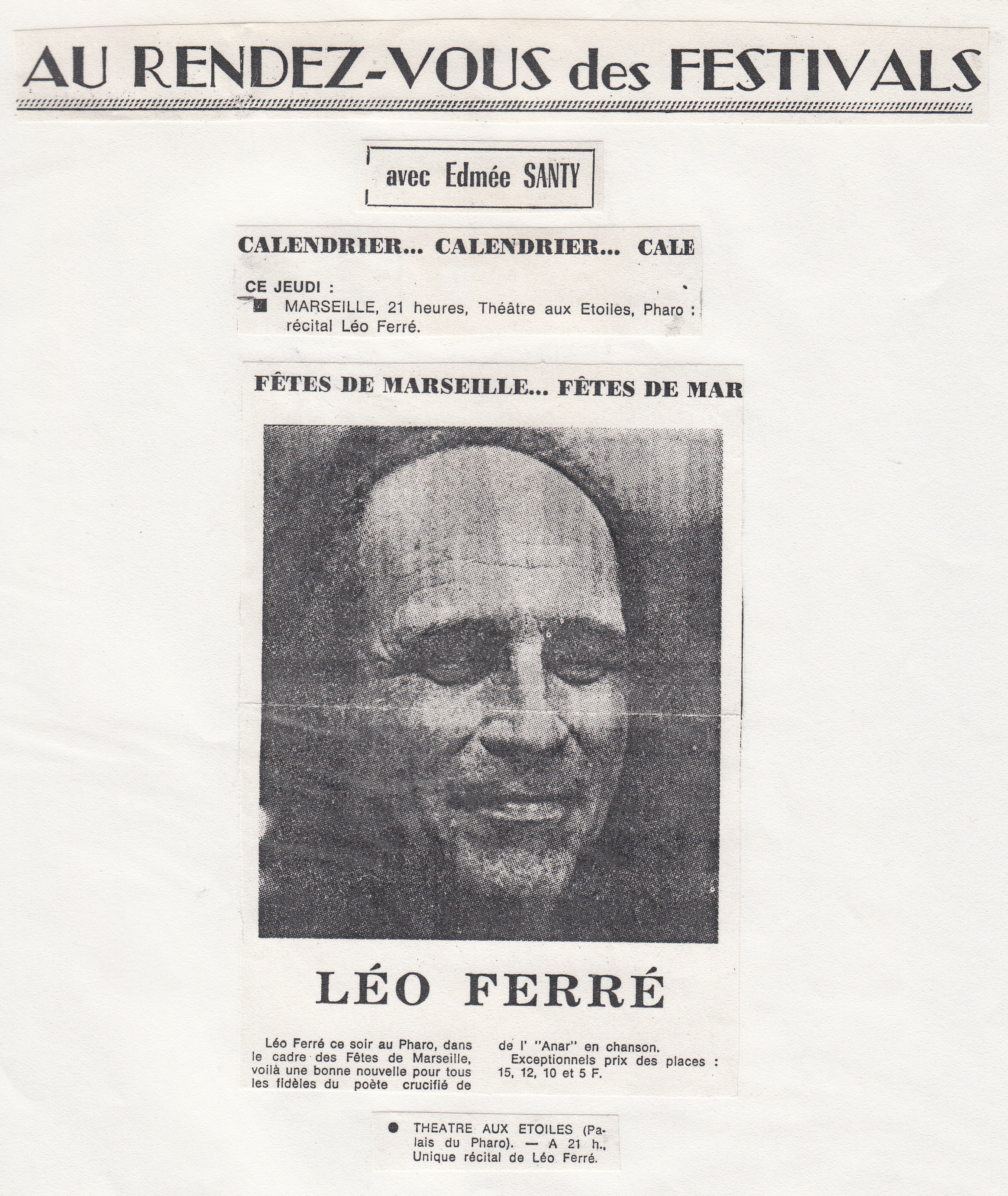 Léo Ferré - Le Soir de Marseille du 30 juillet 1970