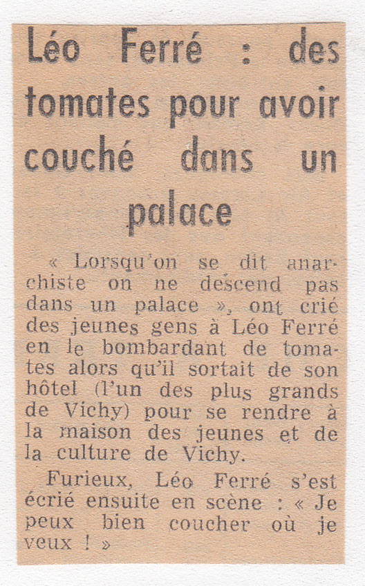 Léo Ferré - France-Soir du 1er août 1970